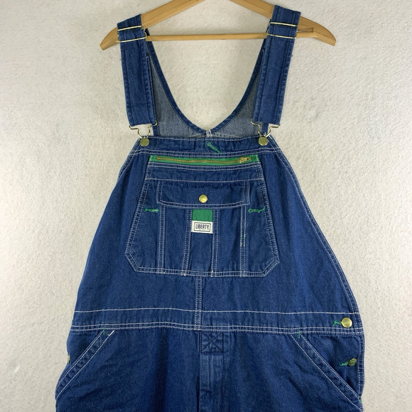 Liberty Mens 40x32 Bib Overalls Blue Rigid Denim Carpenter Cotton Workwear Farm - Picture 2 of 8